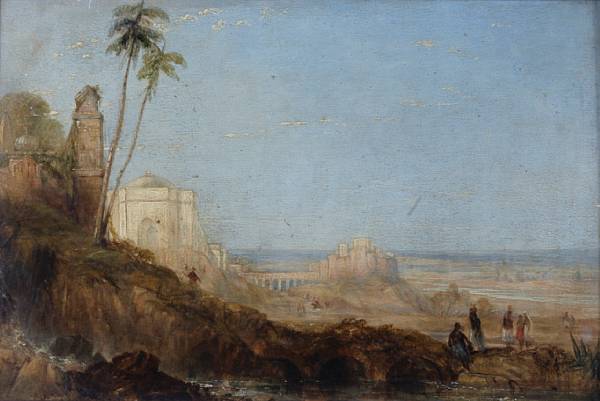 Appraisal: English School th Century A Middle Eastern landscape with figures