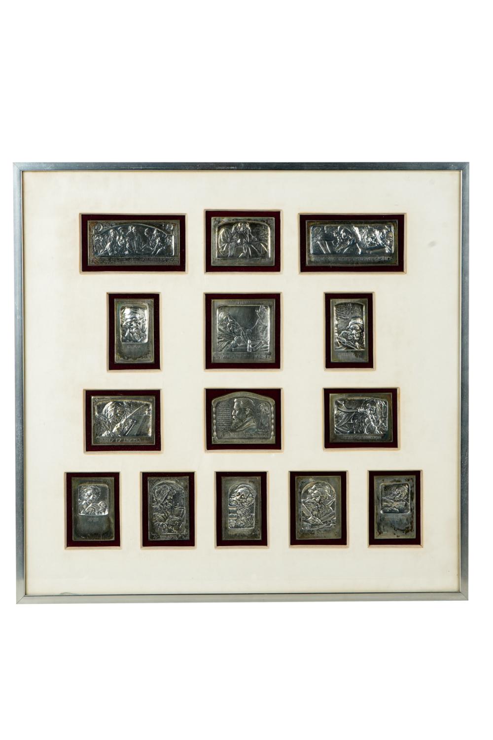 Appraisal: COLLECTION OF JUDAICA SILVER PLAQUEScomprising plaques in one frame under