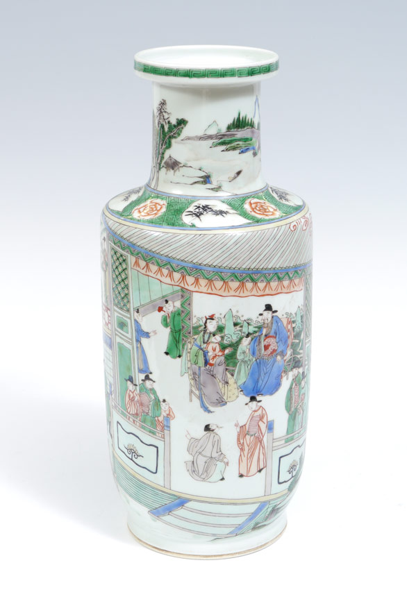 Appraisal: CHINESE EXPORT FAMILLE VERTE VASE Scene of daily life unsigned