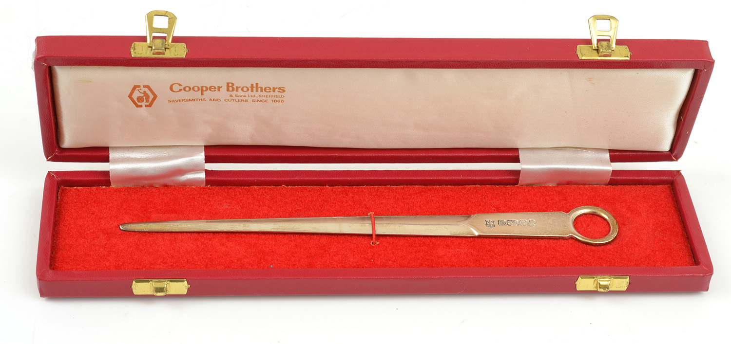 Appraisal: A CASED STERLING SILVER MEAT SKEWER COOPER BROTHERS SONS SHEFFIELD