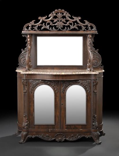 Appraisal: American Rococo Revival Rosewood Etagere-Top Cabinet third quarter th century