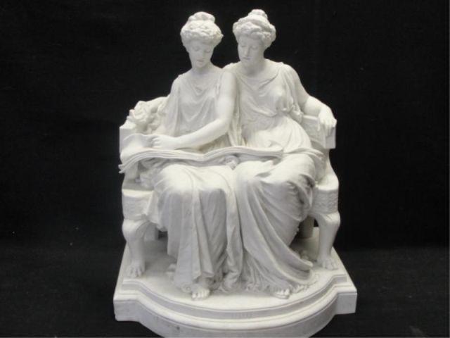 Appraisal: LANTERI Edouard Antique Parian Sculpture of Two Women Titled DUO