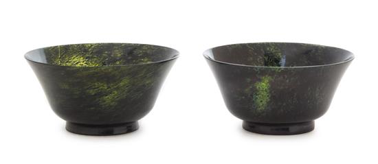 Appraisal: Sale Lot A Pair of Spinach Jade Bowls each of