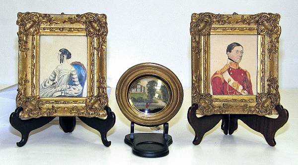 Appraisal: A pair of English or American miniature watercolor portraits and