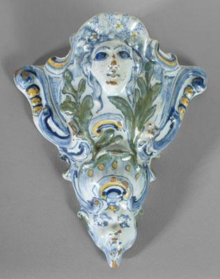 Appraisal: Delft wall pocket inverted cone shape with flat back polychrome