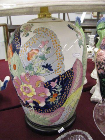 Appraisal: Modern Oriental Pottery Table Lamp fine floral decor