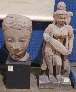 Appraisal: Two Asian Stone Figures lot of Asian stone sculptures the