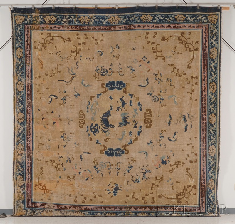 Appraisal: Chinese Carpet mid- th century areas of wear numerous crude