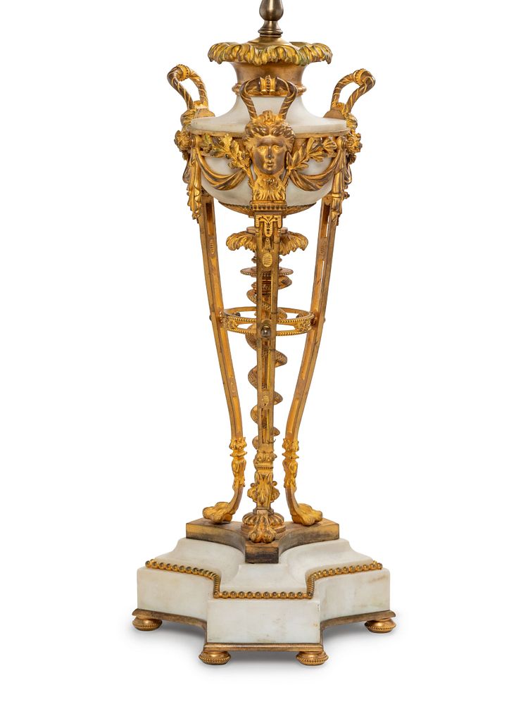 Appraisal: A Neoclassical Gilt Bronze and White Marble Cassolette Mounted as