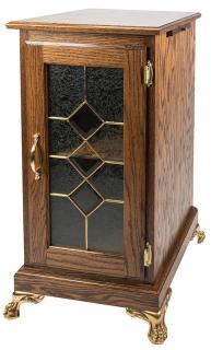 Appraisal: Oak Slot Vending Machine Stand with Glass Panel Front Door