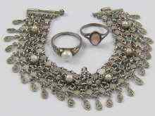 Appraisal: A white metal tests silver Middle Eastern bracelet together with