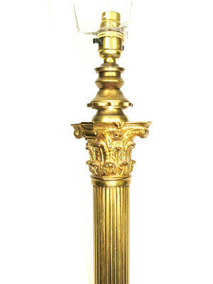 Appraisal: A gilt brass corinthian column standard lamp on stepped square