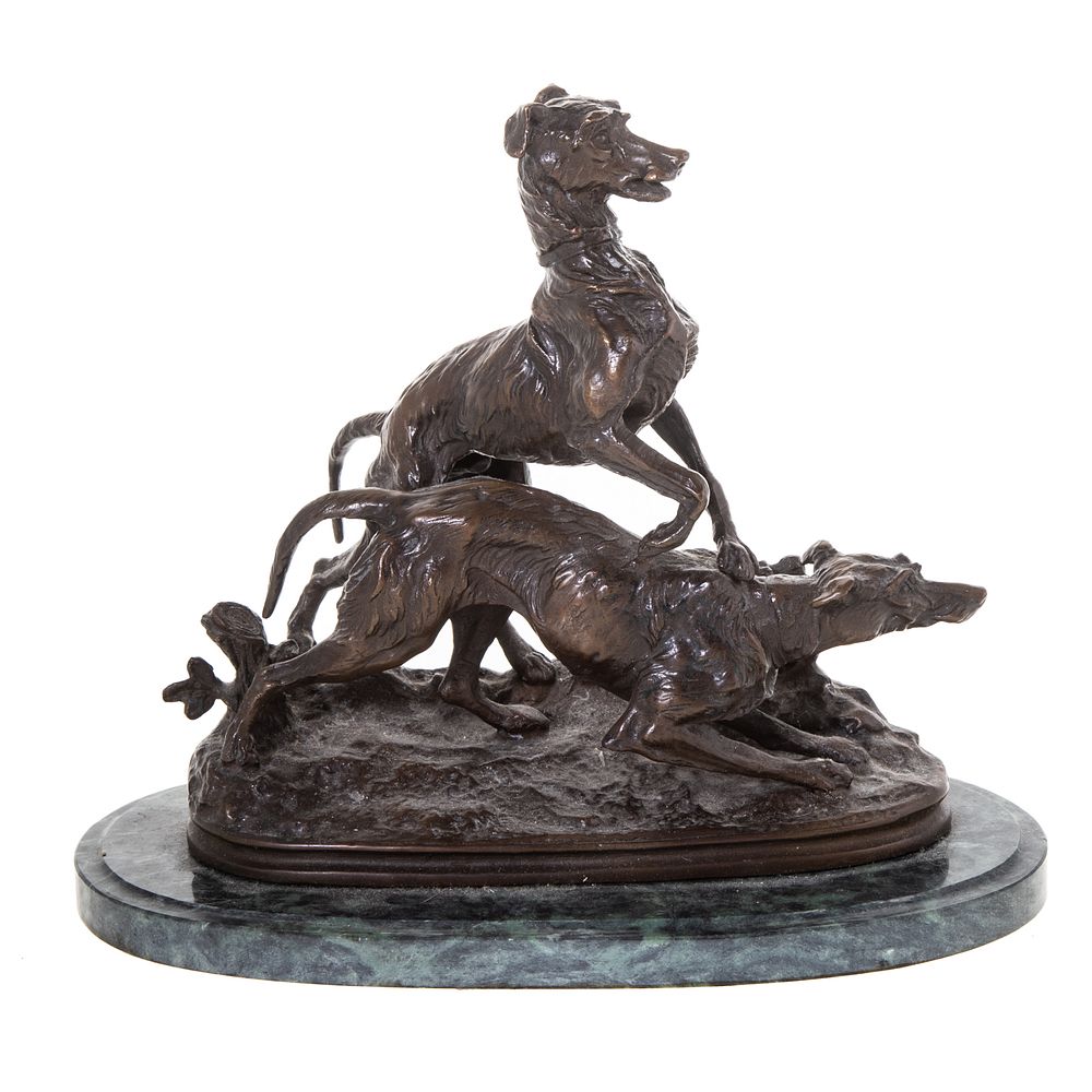 Appraisal: Continental Style Bronze of Two Dogs In the manner of