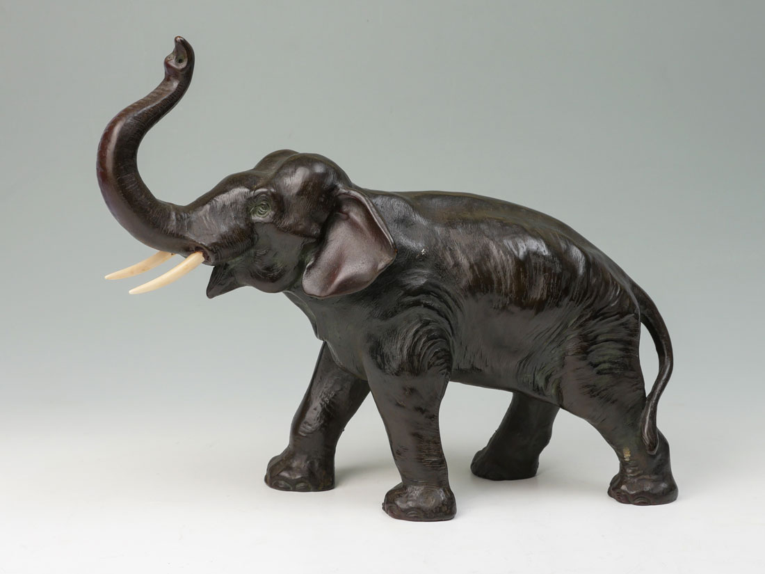 Appraisal: BRONZE ELEPHANT SCULPTURE '' in height x '' in width