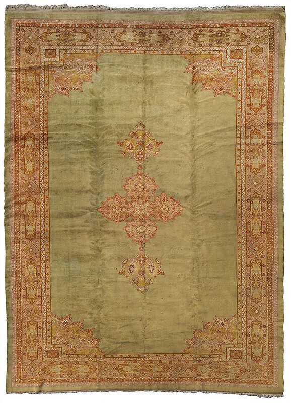 Appraisal: Oushak Carpet Turkish circa polygonal central medallion with vase motif