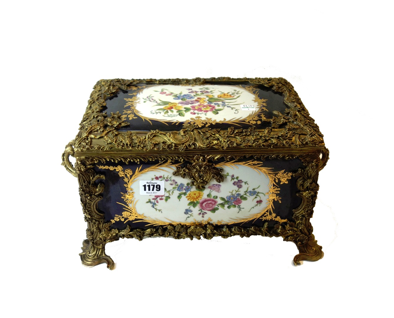 Appraisal: A Sevres style porcelain and gilt metal mounted casket th