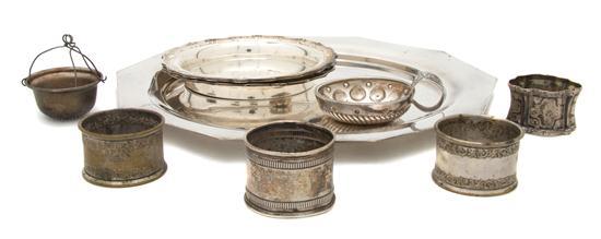 Appraisal: Collection of Continental Silver and Silverplate comprising an octagonal tray