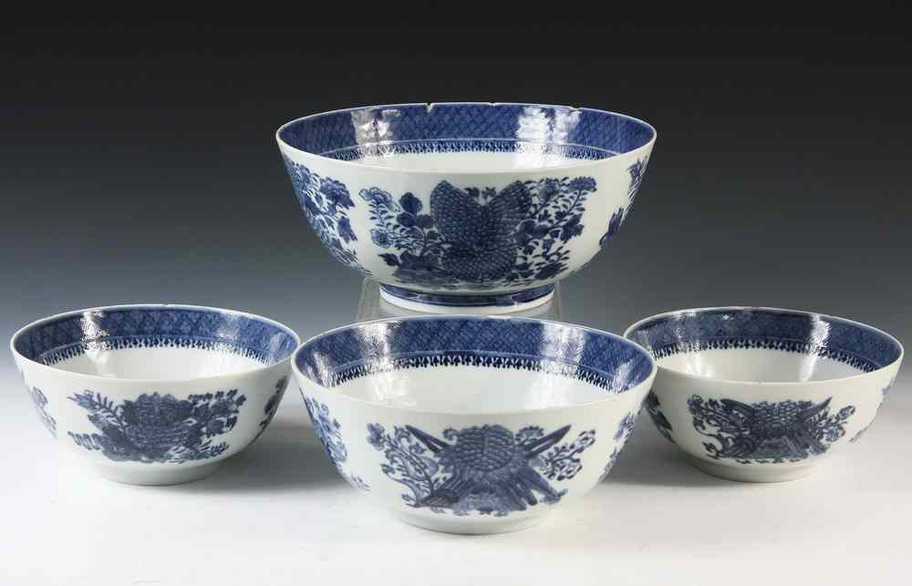 Appraisal: CHINESE EXPORT BOWLS - Four th c Chinese Export Bowls