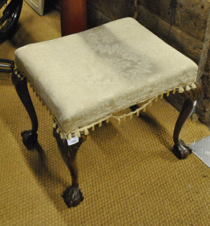 Appraisal: A th century mahogany dressing stool on cabriole supports with