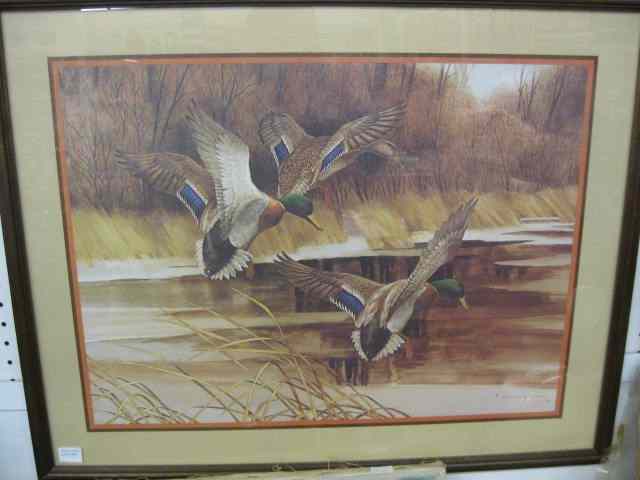 Appraisal: Charles E Murphy Lithograph mallards landing on a lake image