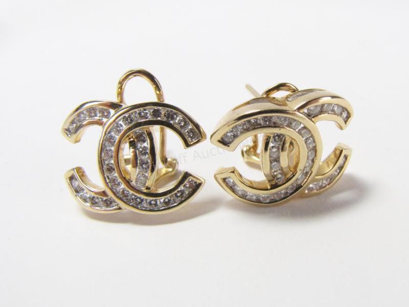 Appraisal: A pair of K yellow gold Chanel earrings in double