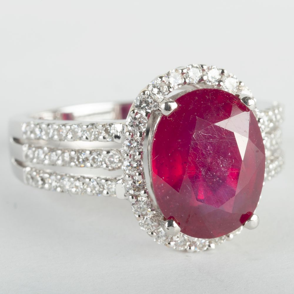 Appraisal: k White Gold Ruby and Diamond Ring Set with one