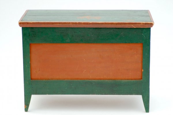 Appraisal: Blanket chest Green and red painted Walnut poplar and pine