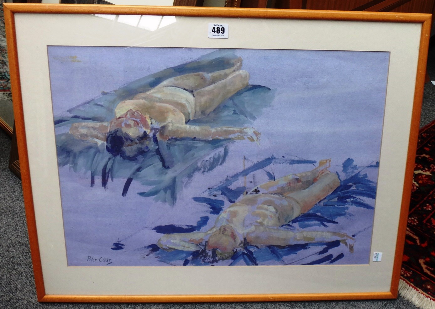 Appraisal: Peter Coker - Female nudes sunbathing gouache signed cm x