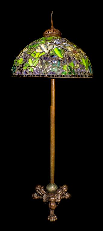 Appraisal: Signed Tiffany Studios Bronze Leaded Glass Floor Lamp Signed Tiffany