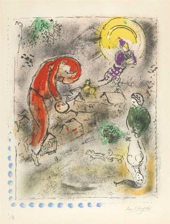 Appraisal: CHAGALL MARC Les toits Lithograph Signed lower right Marc Chagall