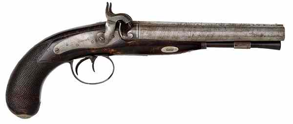 Appraisal: Double-Barrel Percussion Pistol by P Vallee of Philadelphia cal smoothbore