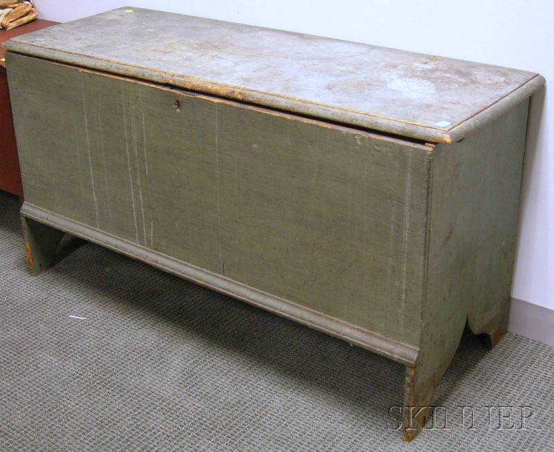 Appraisal: Blue-painted Pine Six-Board Blanket Box lg in