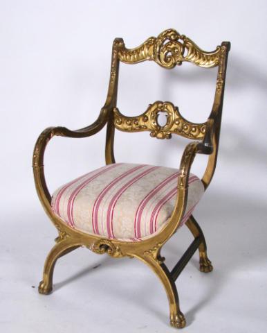 Appraisal: Antique arm chair with wood and gesso frame and claw