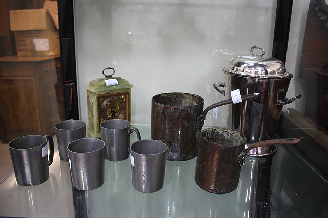 Appraisal: A SMALL QUANTITY OF VARIOUS METALWARE to include five pewter