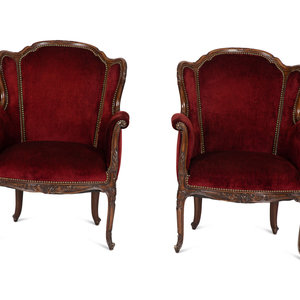 Appraisal: A Pair of Louis XV Style Walnut Berg res th