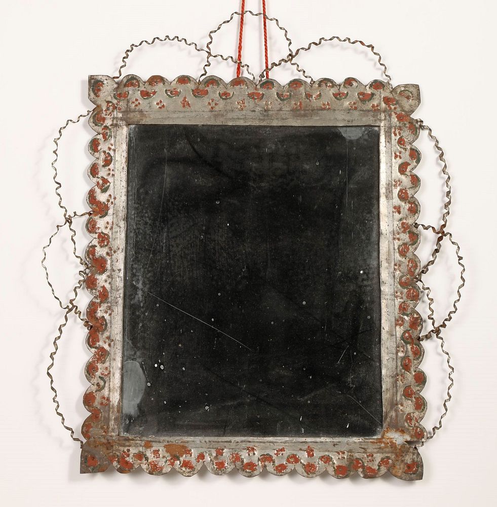 Appraisal: Tin Frame with Mirror ca Attributed to Rio Arriba Workshop