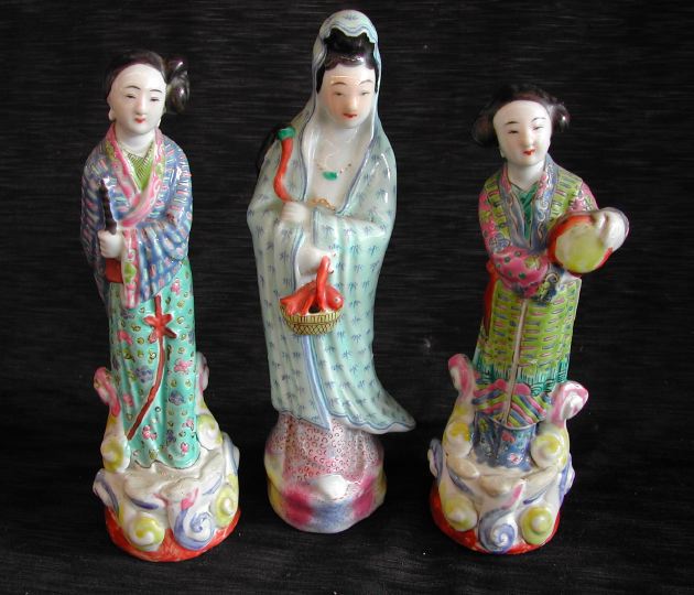 Appraisal: Trio of Chinese Robed Female Figures in the Ch'ien-Lung style