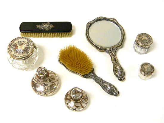 Appraisal: Art Nouveau style vanity accessories eight pieces including matching German