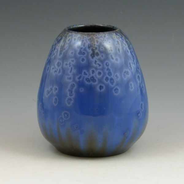 Appraisal: Leftwich Pottery blue crystalline vase Signed Leftwich Pottery Mint ''