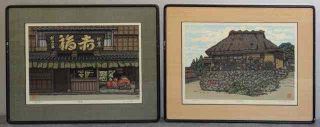 Appraisal: Two Signed Japanese Woodblock Prints Both pencil signed illegibly lower