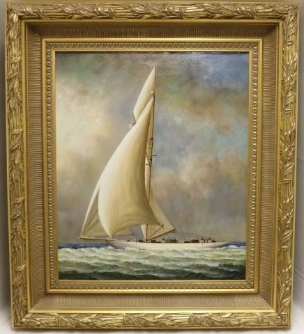 Appraisal: MODERN OIL PAINTING ON CANVAS DEPICTING A SHIPUNDER SAIL WITH