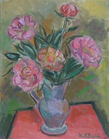 Appraisal: KEITH STUART BAYNES British - Still life of peonies in