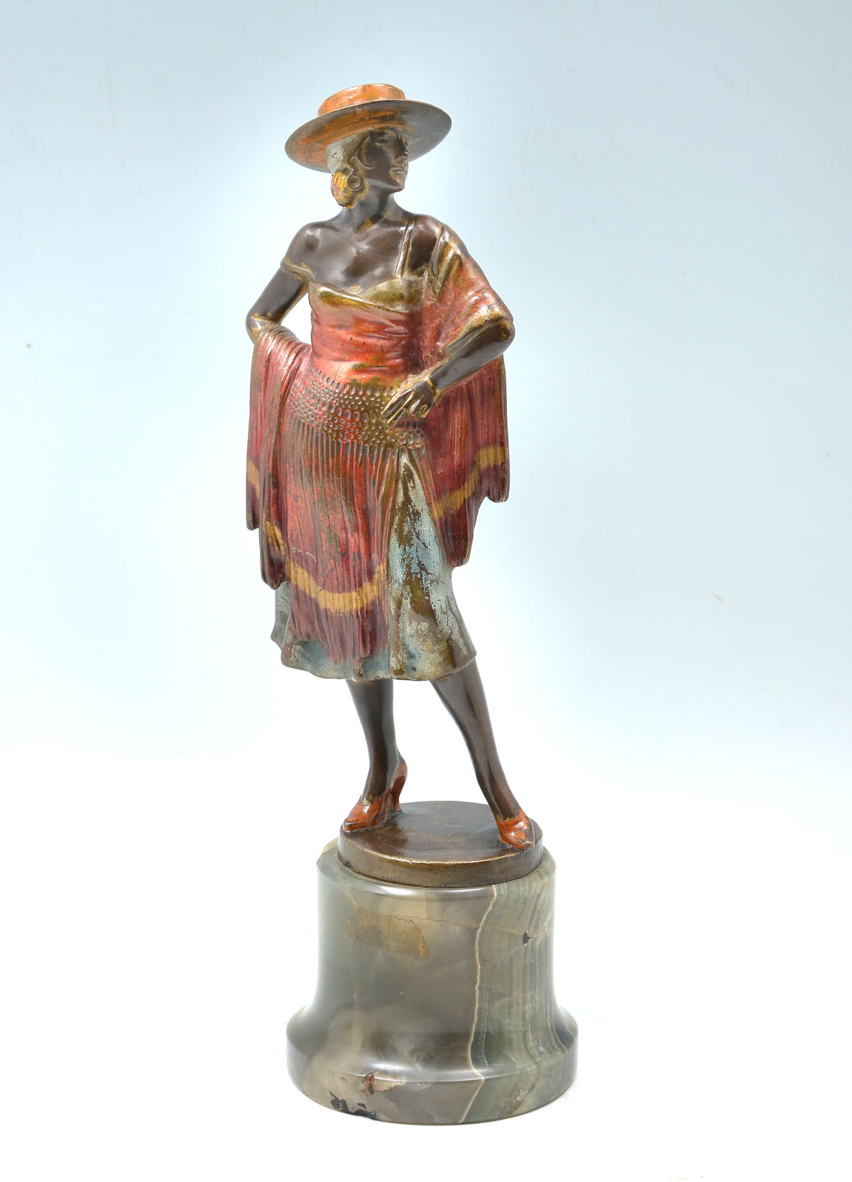 Appraisal: 's POLYCHROMED FLAPPER BRONZE SCULPTURE BY GARNER '' in height