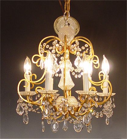 Appraisal: GILT BRONZE AND CRYSTAL MINI CHANDELIER '' x '' dia