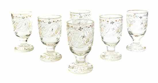 Appraisal: A Set of Six Bohemian Cut Glass Goblets with painted