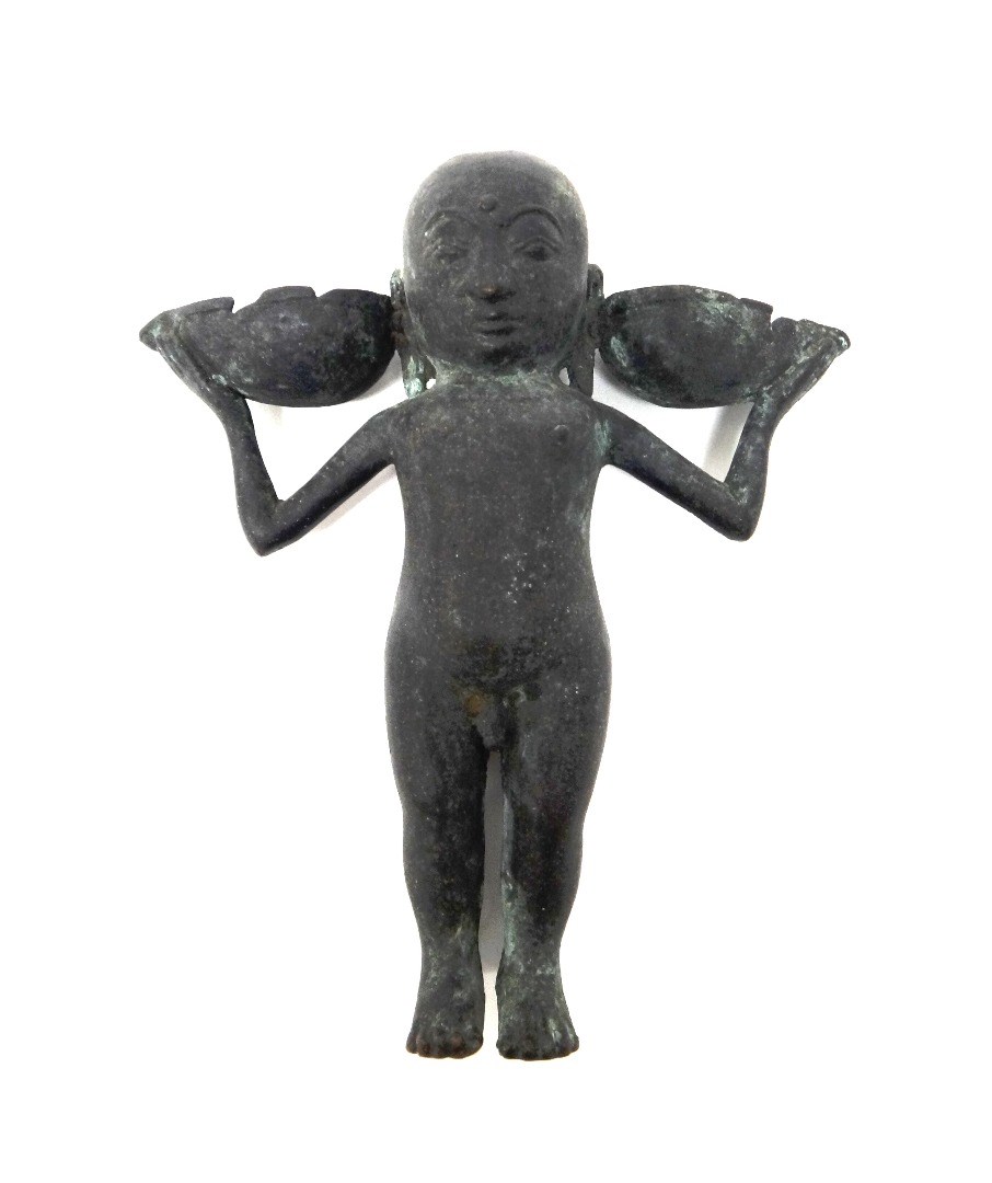 Appraisal: An Indian bronze oil lamp probably th century modelled as