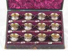 Appraisal: A set of twelve Victorian silver salts with matching spoons