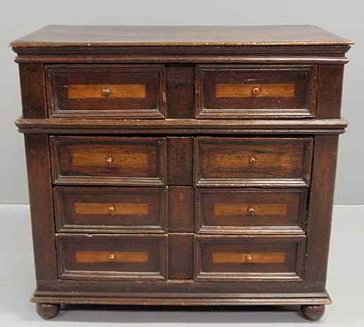 Appraisal: Welsh oak chest of drawers th c with bun feet