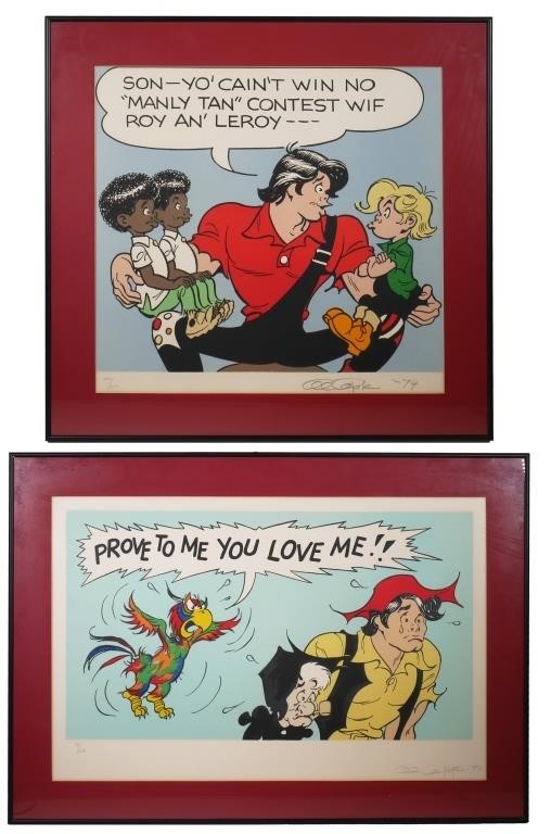 Appraisal: Two lithographs showing characters from Li'l Abner Signed by illustrator