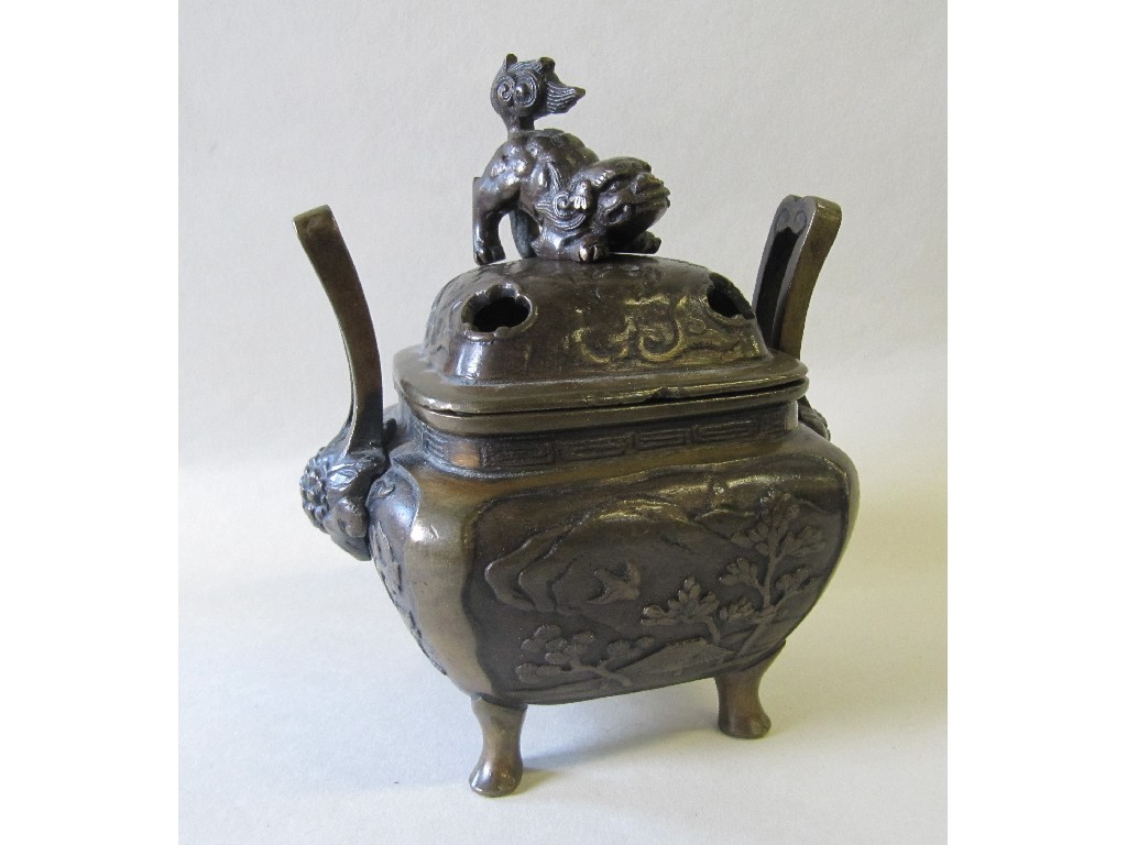 Appraisal: Chinese bronze koro with fo dog finial